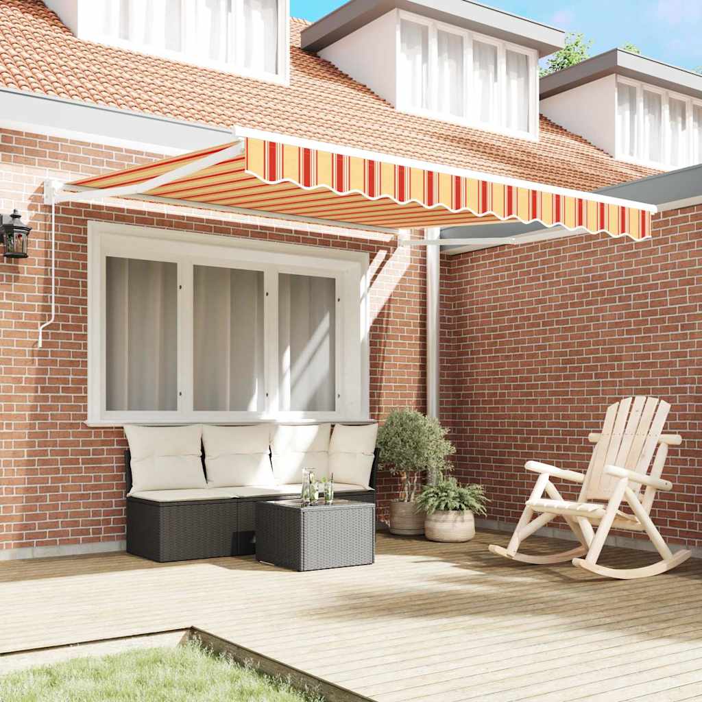 Markise Gelb und Orange 3,5 x 2,5 m Polyester und Metall