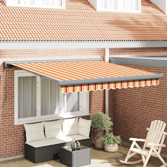 Einziehbare Markise Gelb, Orange 350 x 250 cm Stoff, Metall