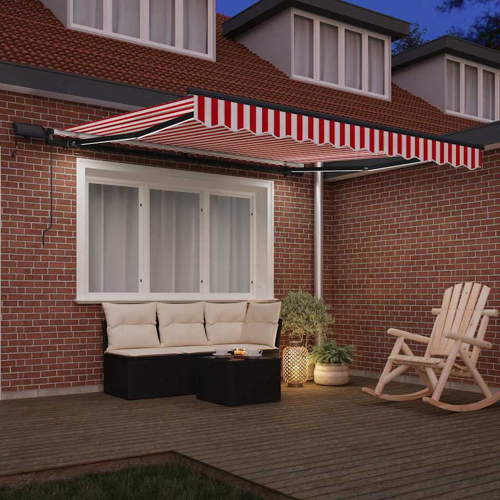 Einziehbare Markise Rot und Weiß 350 x 250 cm Stoff