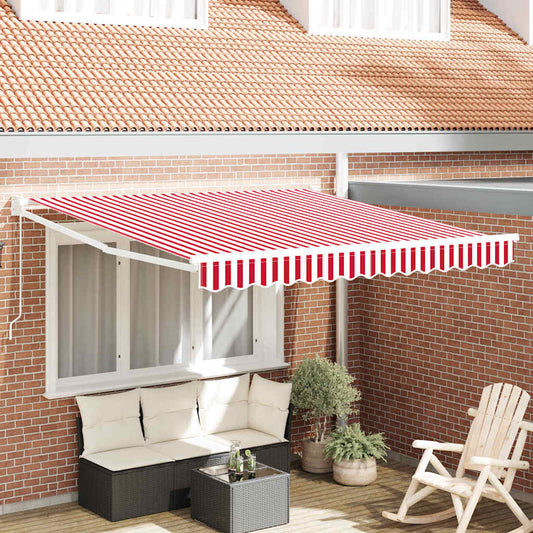 Einziehbare Markise Rot und Weiß 350 x 250 cm Stoff
