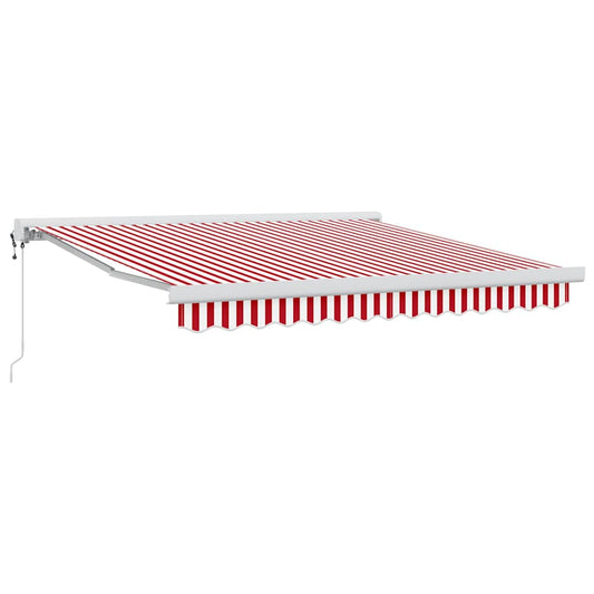 Einziehbare Markise Rot und Weiß 350 x 250 cm Stoff, Metall
