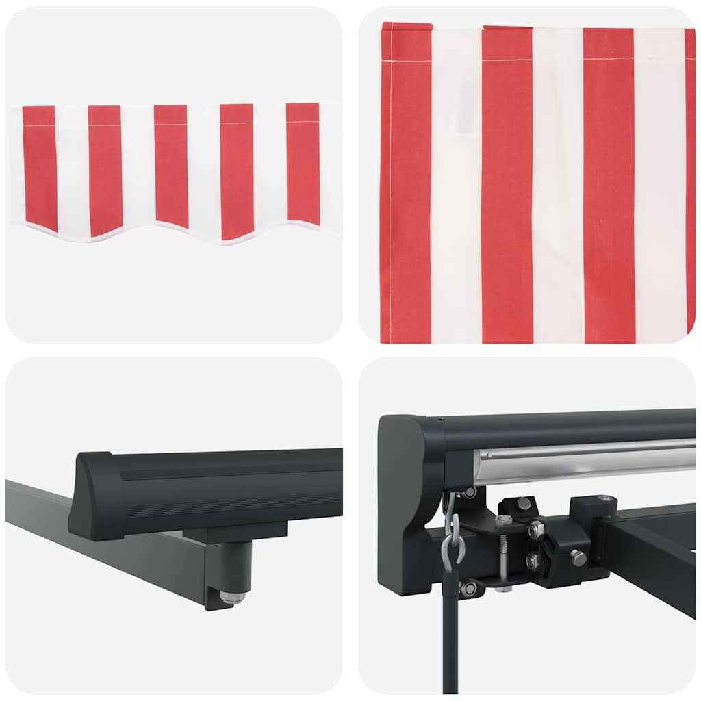 Einziehbare Markise Rot und weiße Streifen 350x250 cm Stoff