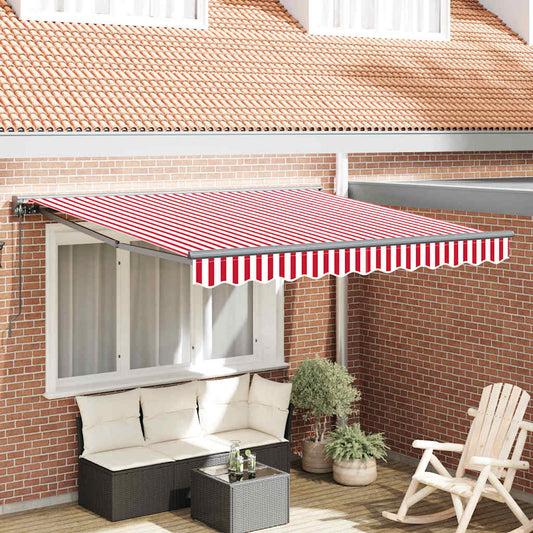 Einziehbare Markise Rot und weiße Streifen 350x250 cm Stoff