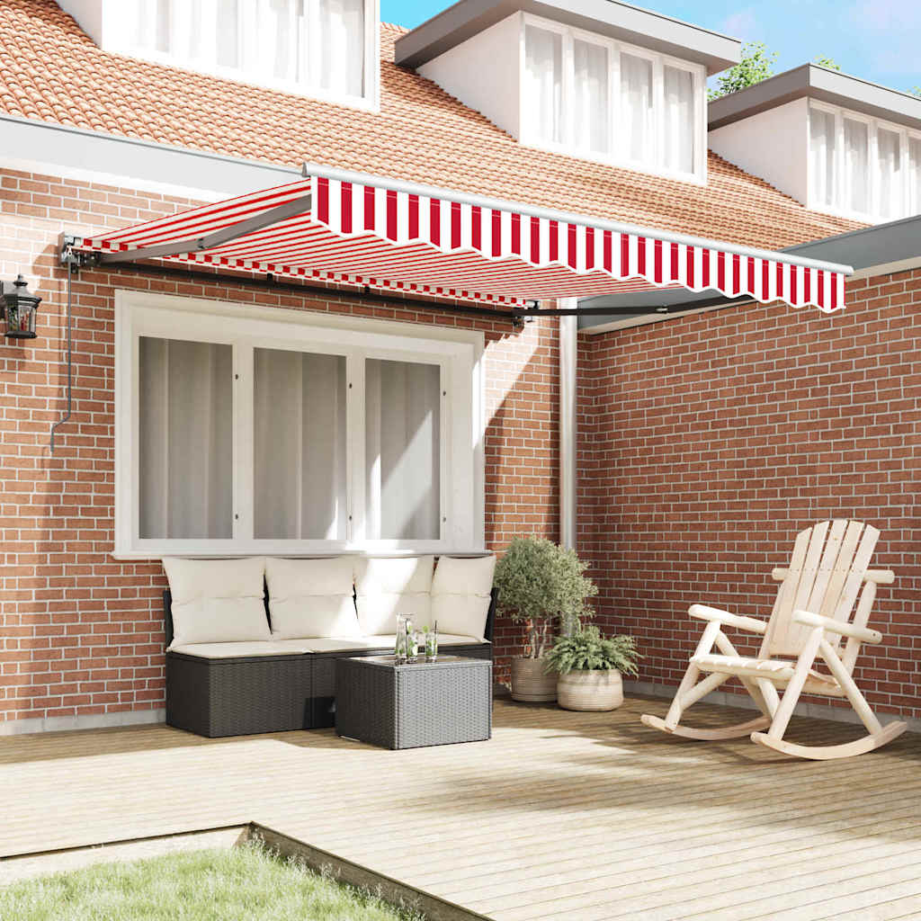 Einziehbare Markise Rot und weiße Streifen 350x250 cm Stoff