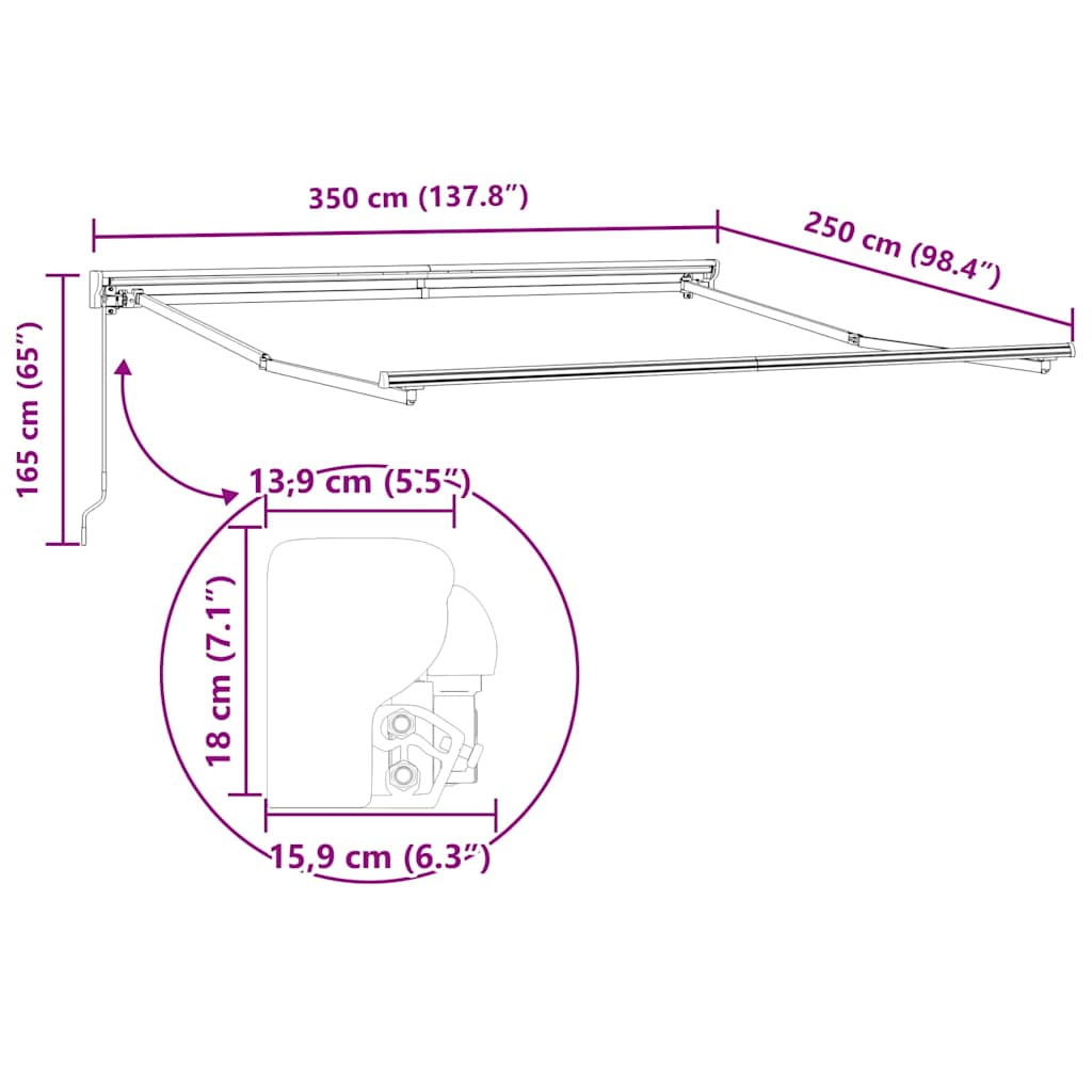Einziehbare Markise Bunt gestreift 350x250 cm Stoff