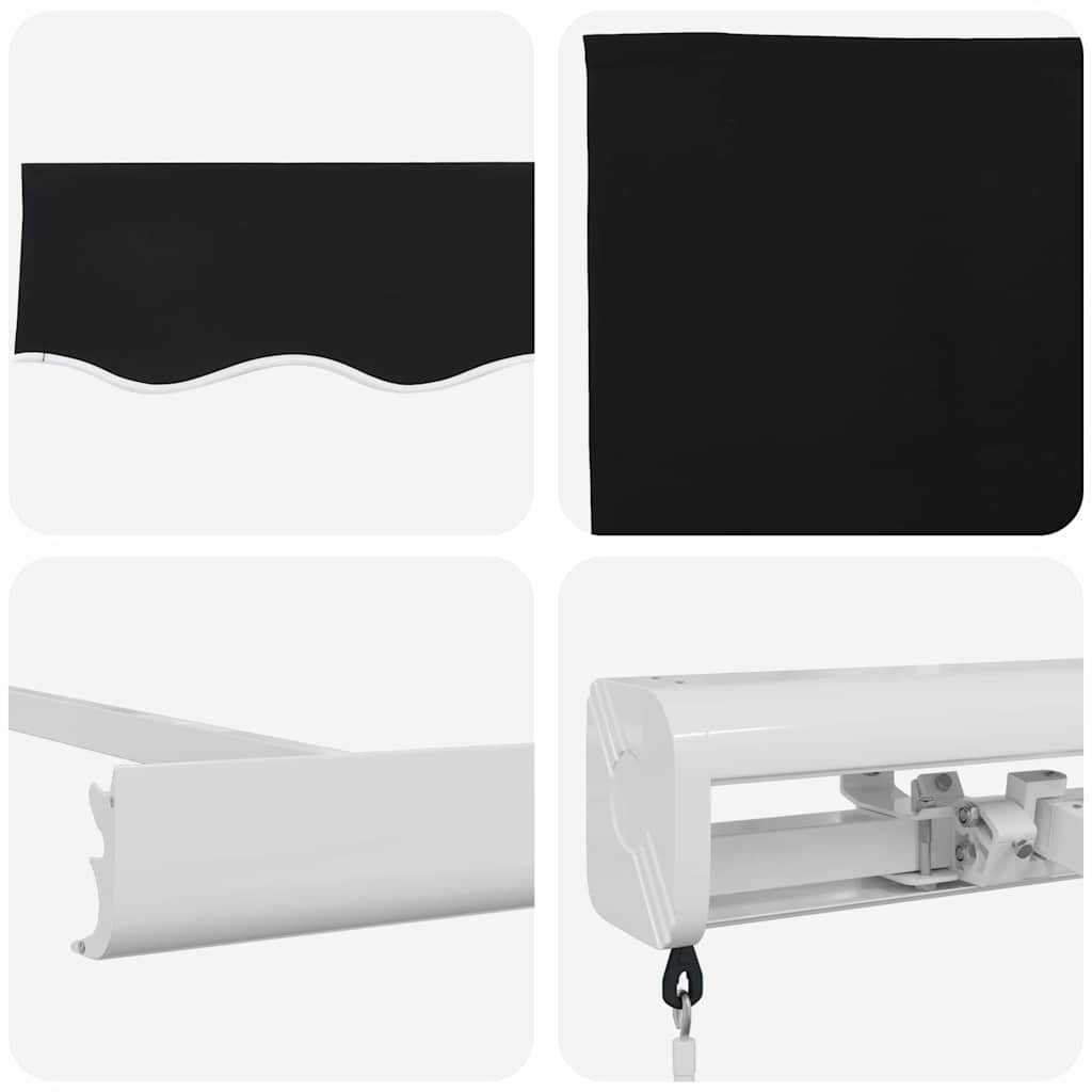Einziehbare Markise Schwarz 350 x 250 cm Stoff, Metall