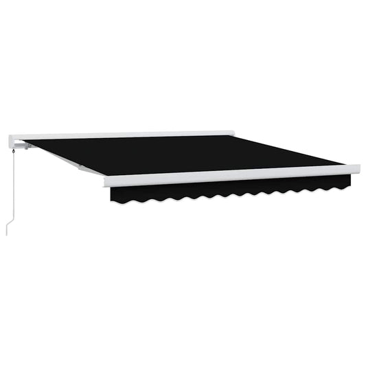 Einziehbare Markise Schwarz 350 x 250 cm Stoff, Metall