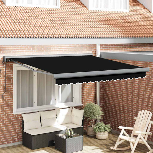 Einziehbare Markise Schwarz 350 x 250 cm Stoff, Metall