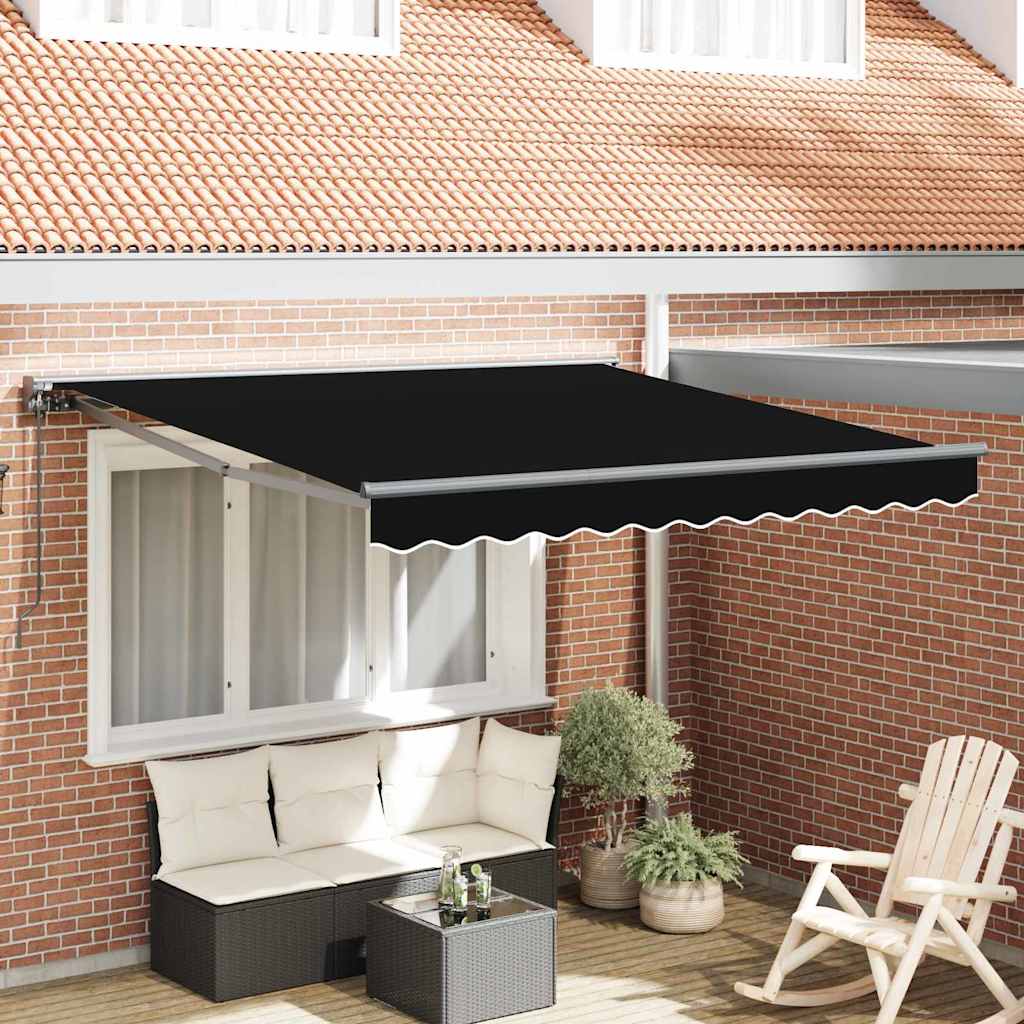 Einziehbare Markise Schwarz 350x250 cm Stoff