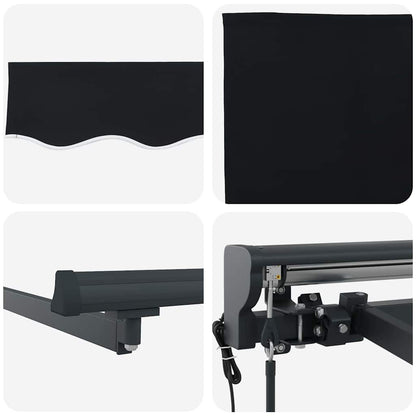 Einziehbare Markise Schwarz 350x250 cm Stoff