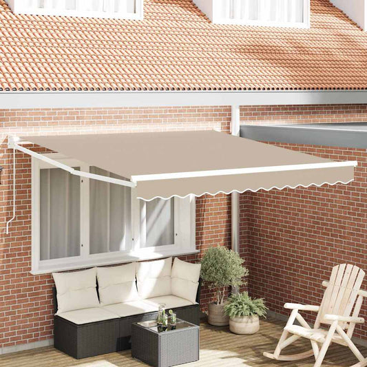 Einziehbare Markise Manuell Beige 350 x 250 cm Stoff