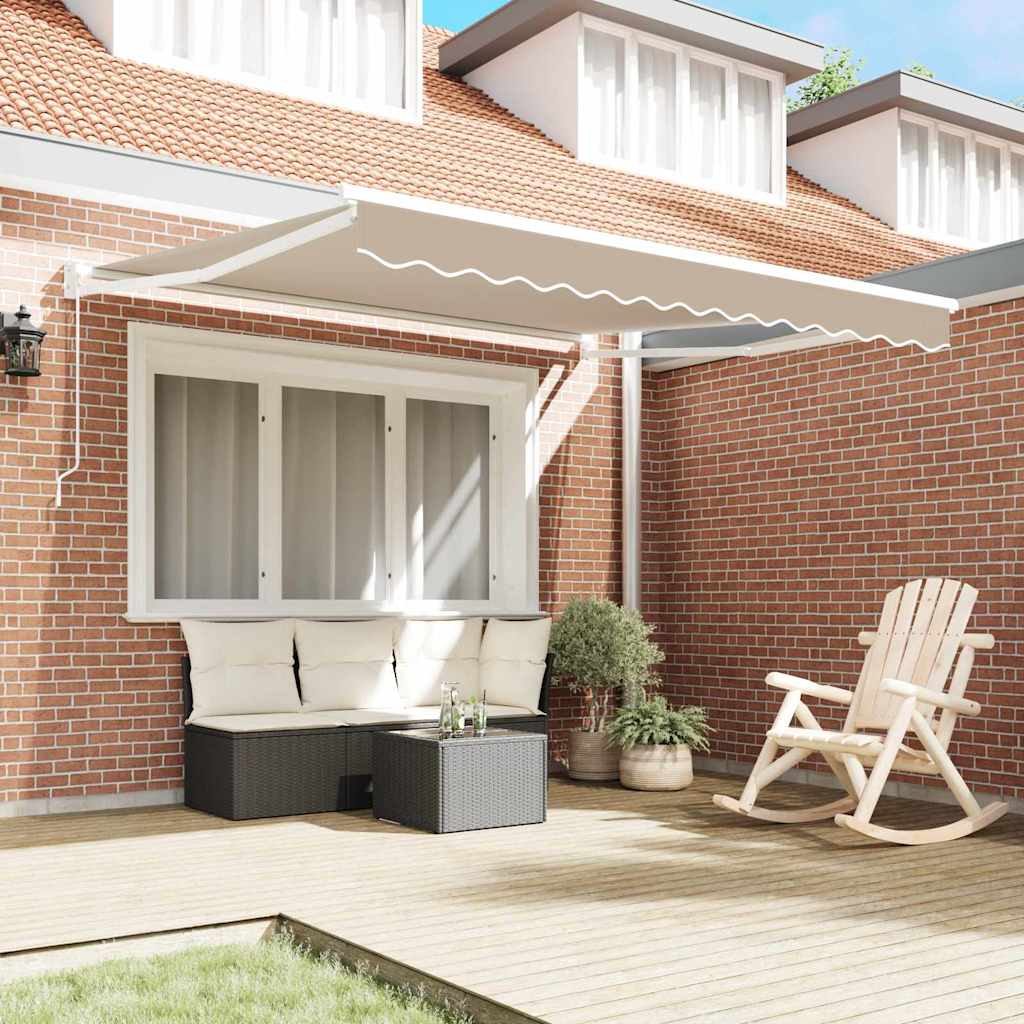 Einziehbare Markise Manuell Beige 350 x 250 cm Stoff