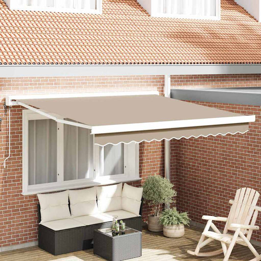 Einziehbare Markise Beige 350 x 250 cm Stoff, Metall