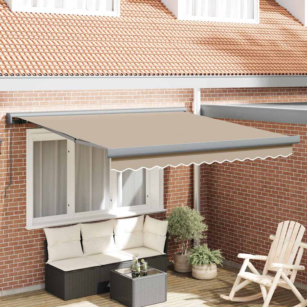 Einziehbare Markise Beige 350 x 250 cm Stoff, Metall