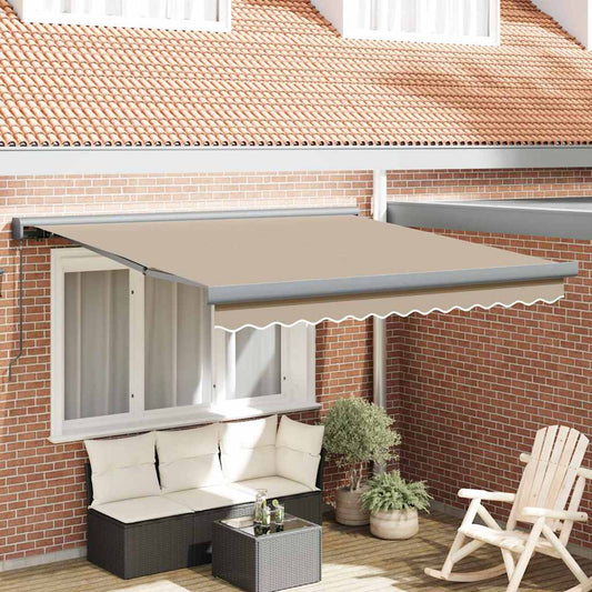 Einziehbare Markise Beige 350 x 250 cm Stoff, Metall