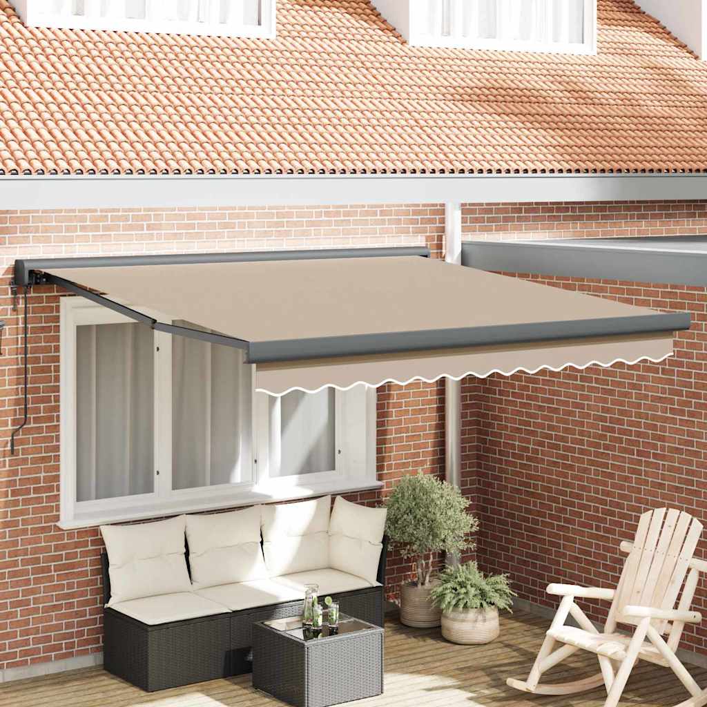 Einziehbare Markise Beige 350 x 250 cm Stoff, Metall