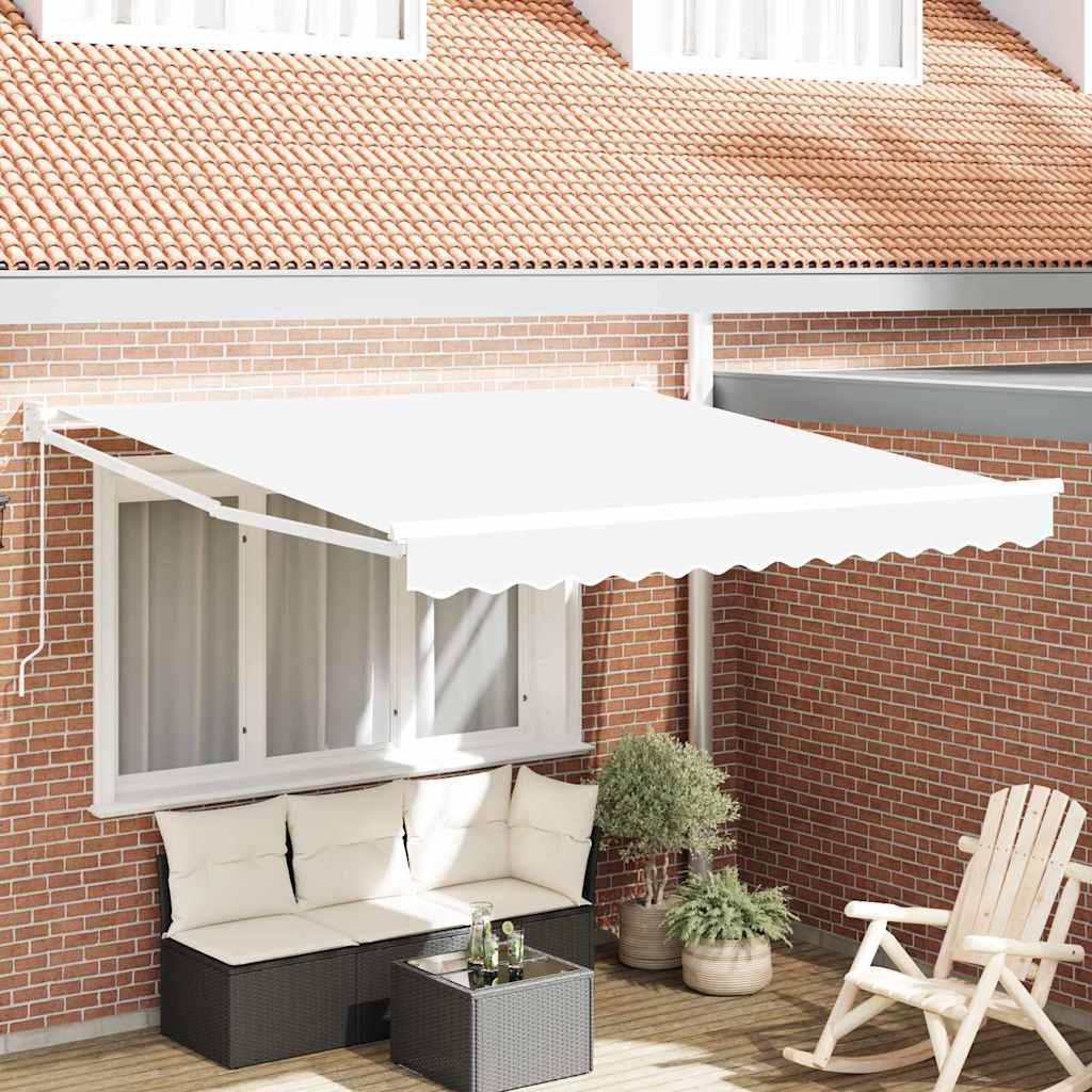 Einziehbare Markise Weiß 350 x 250 cm Stoff