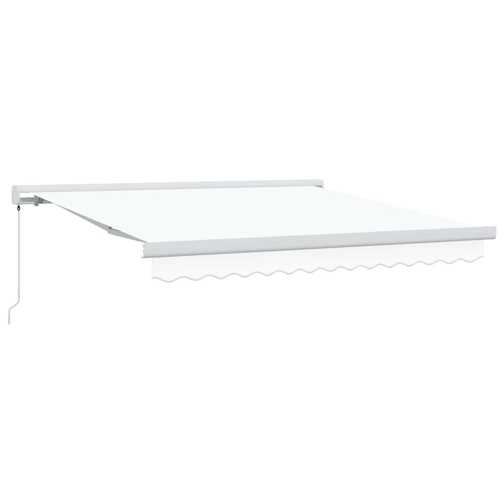 Einziehbare Markise Weiß 350 x 250 cm Stoff, Metall