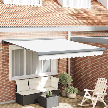 Einziehbare Markise Weiß 350 x 250 cm Stoff und Metall