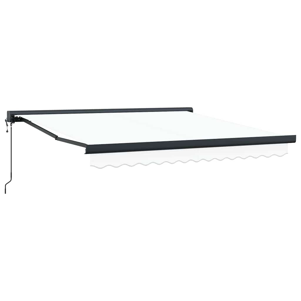Einziehbare Markise Weiß 350 x 250 cm Stoff, Metall