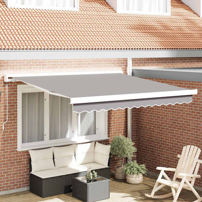 Einziehbare Markise Hellgrau 350 x 250 cm Stoff, Metall