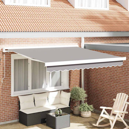 Einziehbare Markise Hellgrau 350 x 250 cm Stoff, Metall