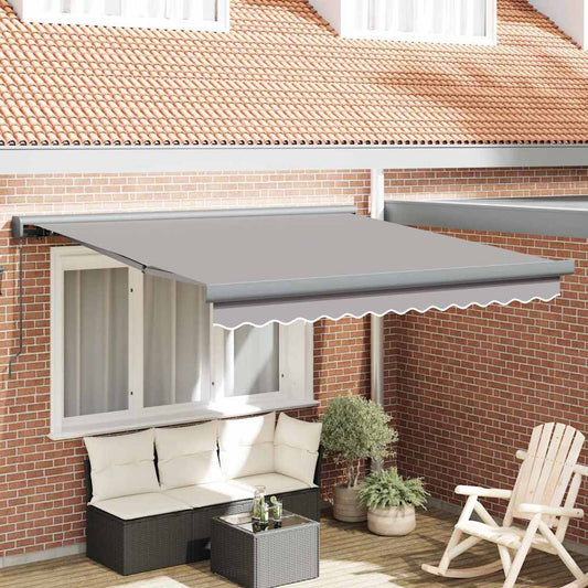 Einziehbare Markise Hellgrau 350 x 250 cm Stoff, Metall