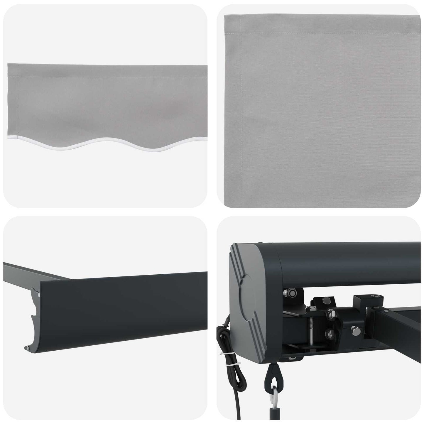 Einziehbare Markise Hellgrau 350 x 250 cm Stoff, Metall