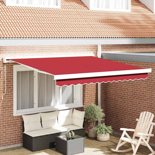 Einziehbare Markise Rot 350 x 250 cm Stoff, Metall