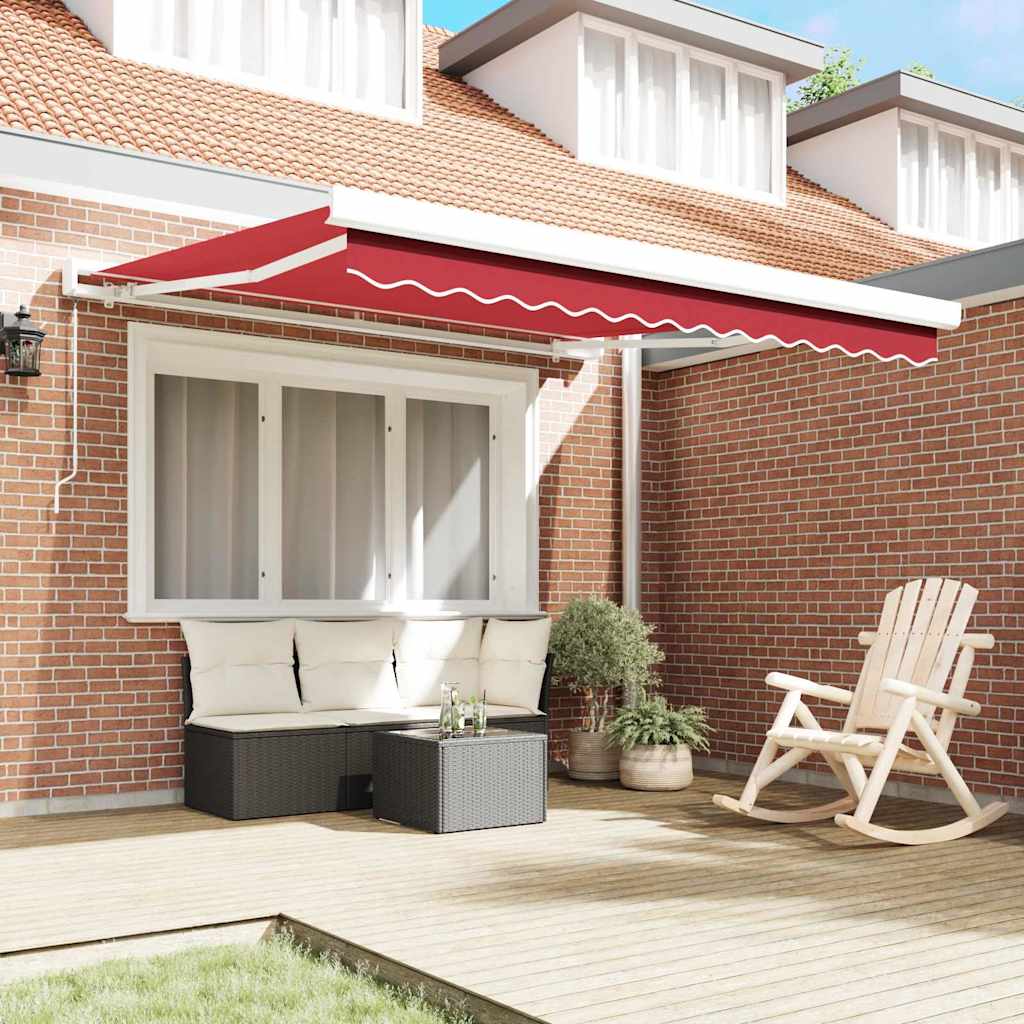 Einziehbare Markise Rot 350 x 250 cm Stoff, Metall