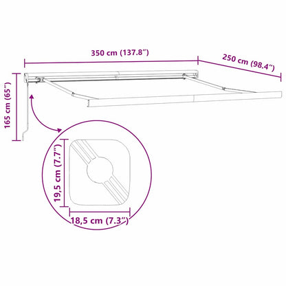 Einziehbare Markise Rot 350 x 250 cm Stoff, Metall