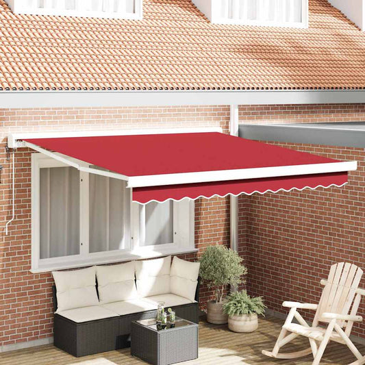 Einziehbare Markise Rot 350 x 250 cm Stoff, Metall