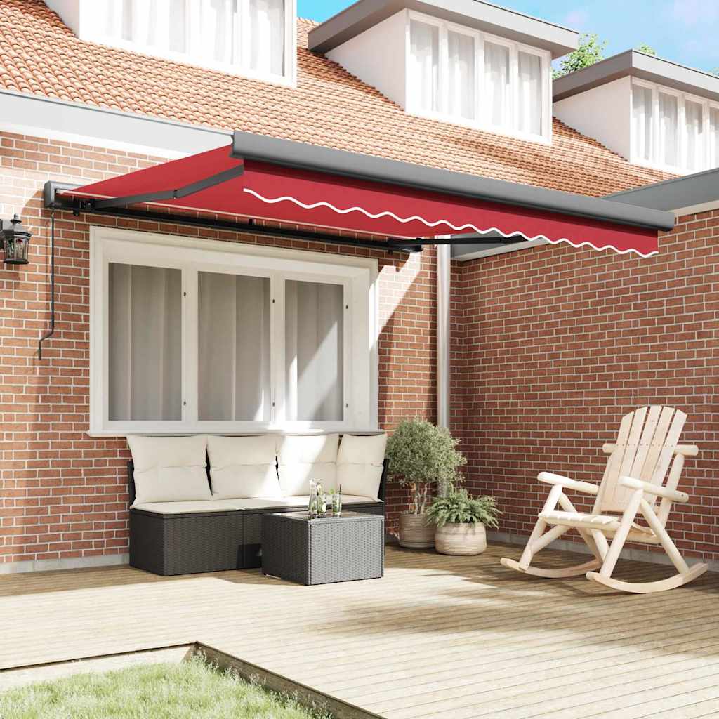 Einziehbare Markise Rot 350 x 250 cm Stoff und Metall