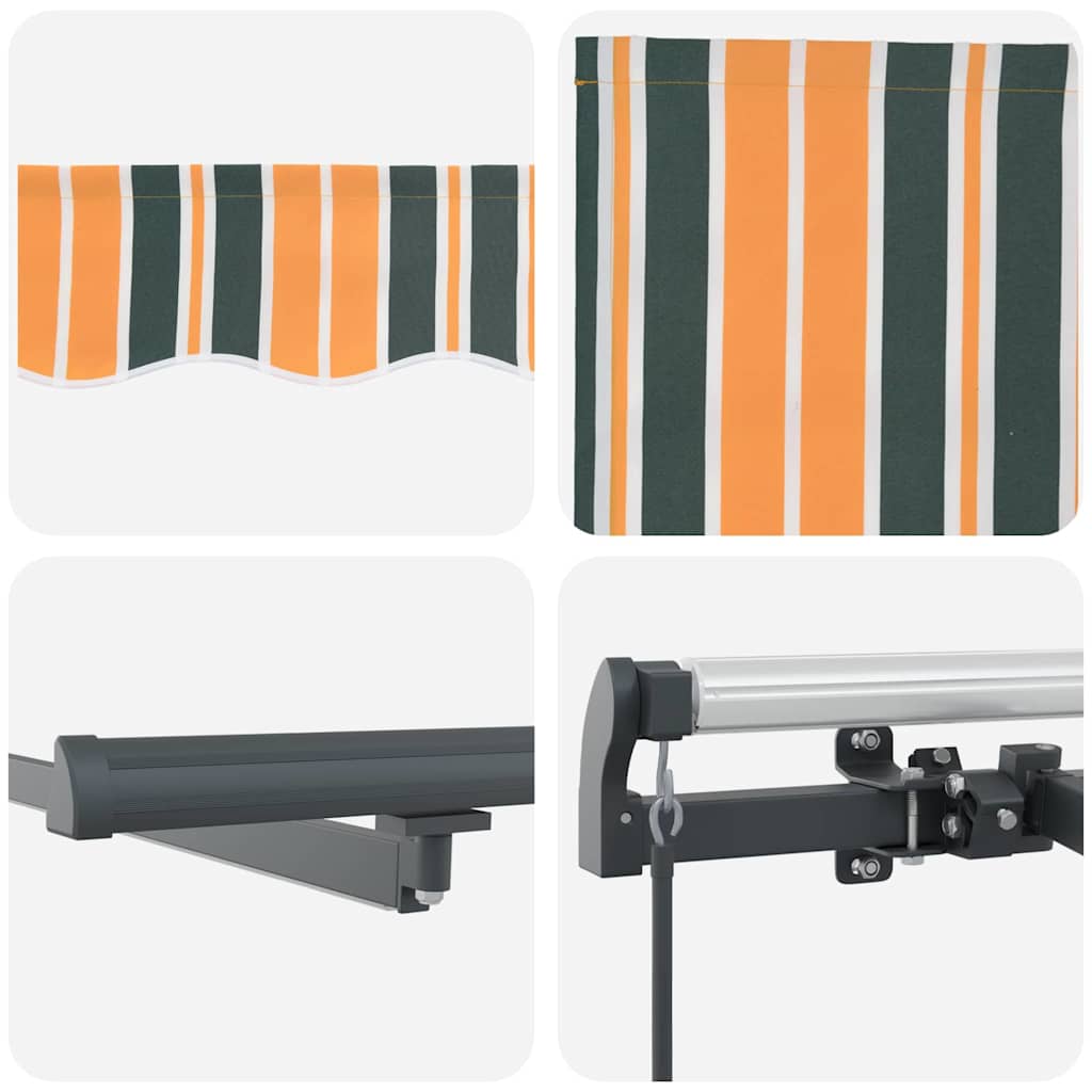 Einziehbare Markise Grün und Gelb 350 x 250 cm Stoff