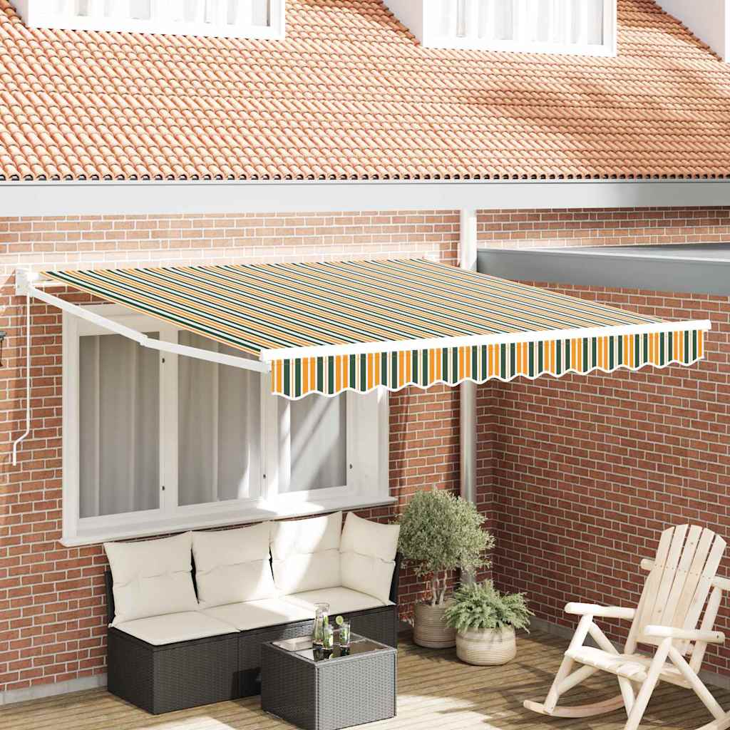 Einziehbare Markise Grün und Gelb 350 x 250 cm Stoff