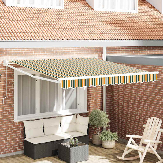 Einziehbare Markise Grün und Gelb 350 x 250 cm Stoff