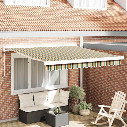 Einziehbare Markise Grün, Gelb 350 x 250 cm Stoff, Metall