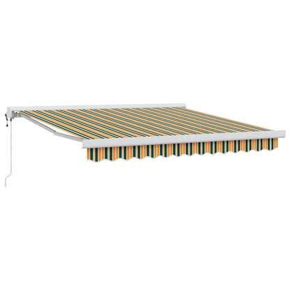 Einziehbare Markise Grün und Gelb 350 x 250 cm Stoff, Metall