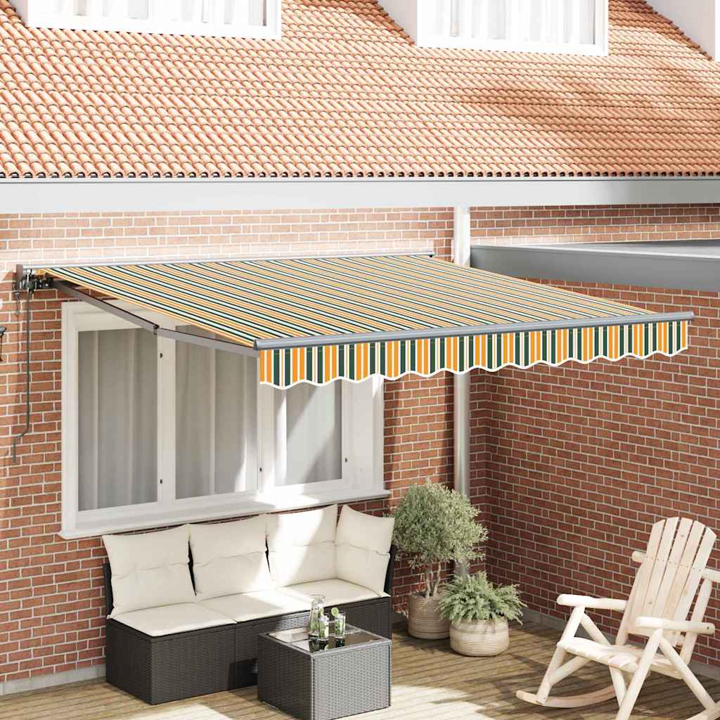Einziehbare Markise Grün und Gelb 350x250 cm Stoff