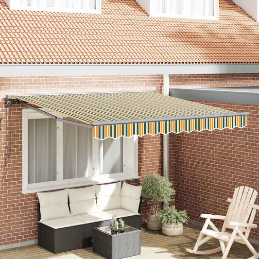 Einziehbare Markise Grün und Gelb 350x250 cm Stoff