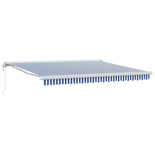Einziehbare Markise Blau und Weiß 400 x 300 cm Stoff und Metall