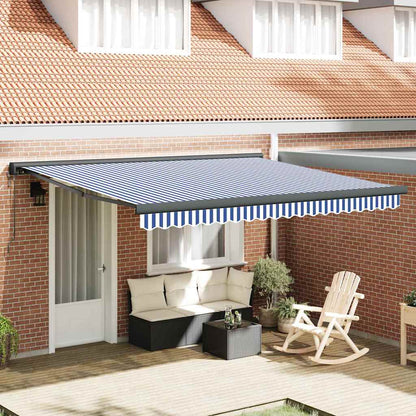 Einziehbare Markise Blau und weiß 400 × 300 cm Stoff, Metall