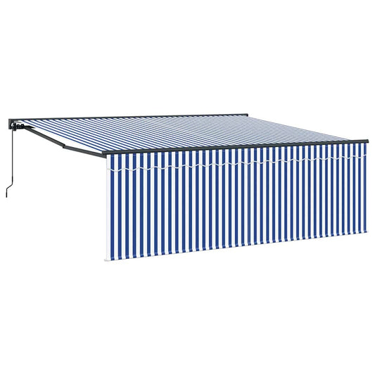 Einziehbare Markise Blau und Anthrazit 400 × 300 cm