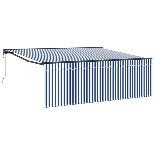 Einziehbare Markise Blau und Anthrazit 400 × 300 cm