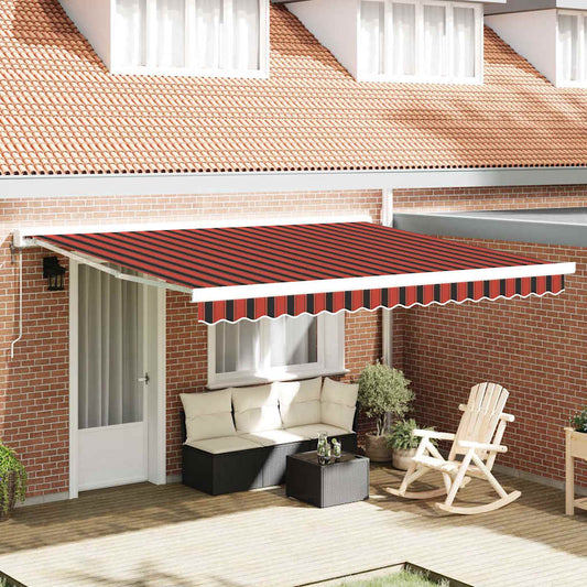 Einziehbare Markise Orange, Braun 400 × 300 cm Stoff, Metall
