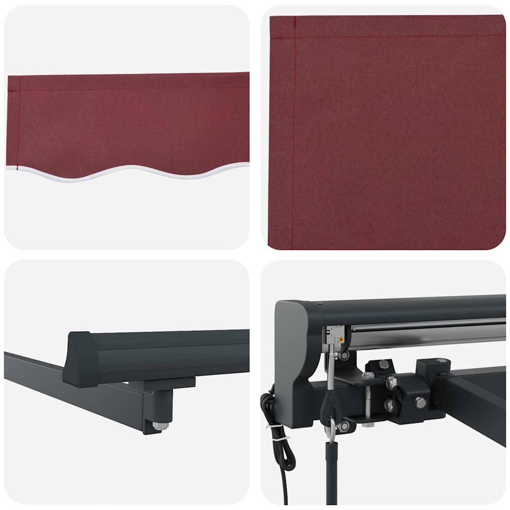 Elektrische Semi-Kassetten-Markise Bordeauxrot 400x300 cm Stoff