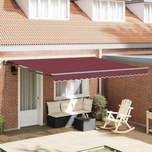 Elektrische Semi-Kassetten-Markise Bordeauxrot 400x300 cm Stoff