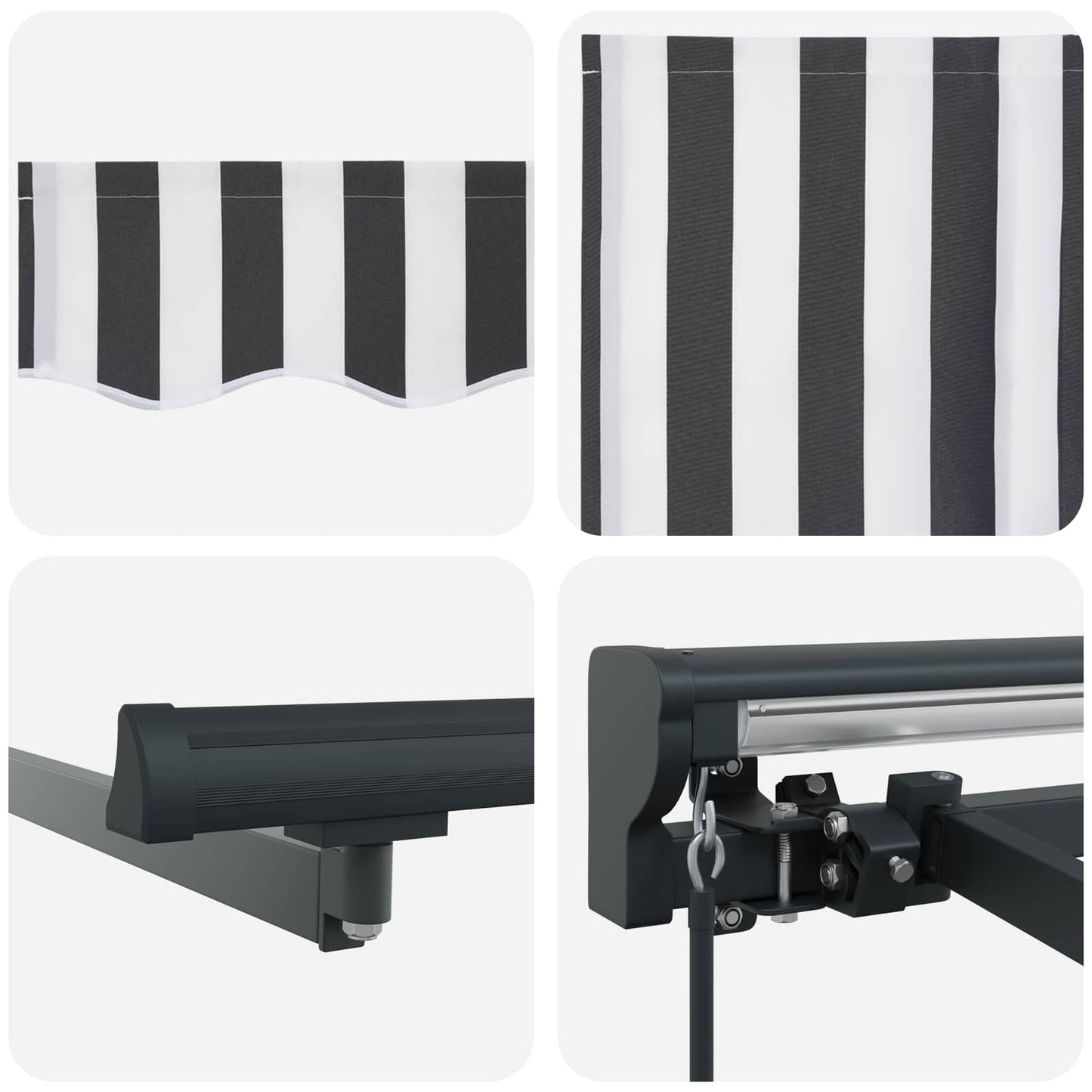 Einziehbare Markise Anthrazit und Weiß 400x300 cm Stoff