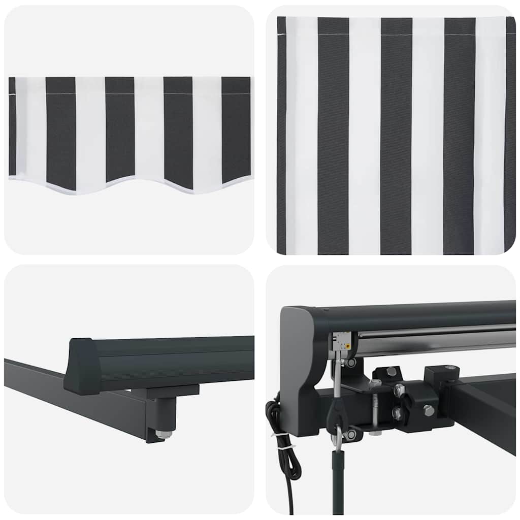 Einziehbare Markise Anthrazit und Weiß 400x300 cm Stoff