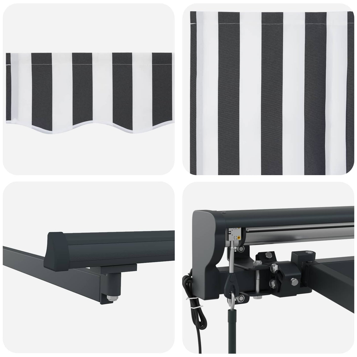 Einziehbare Markise Anthrazit und Weiß 400x300 cm Stoff